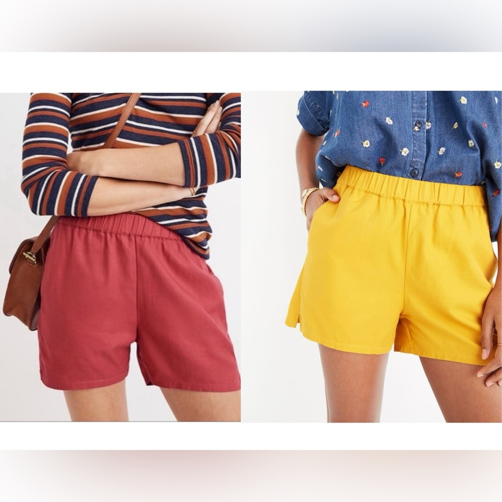 Madewell Short Set Classic Elastic Waist Pull-On Shorts NWT in Pink & Yellow